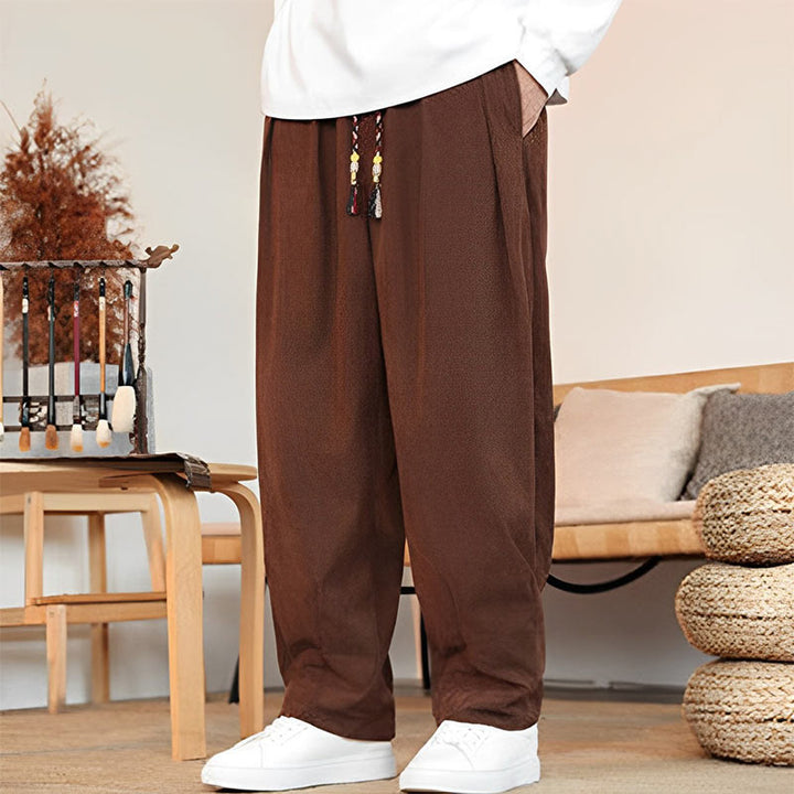 Buddha Stones秋冬 メンズ ドローストリング コーデュロイ 無地 ポケット付きパンツ - image 29