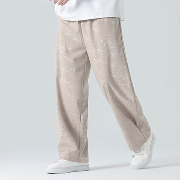 Buddha Stones竹柄 コーデュロイ メンズ ワイドレッグパンツ ポケット付き - image 3