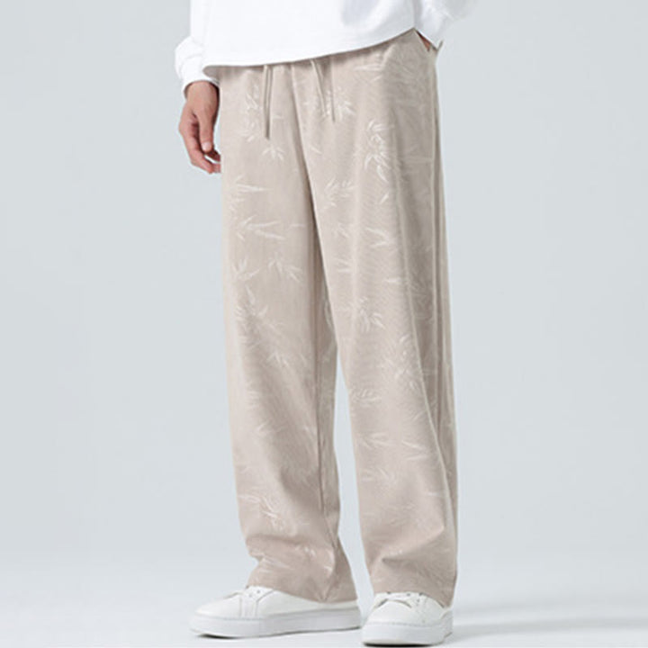 Buddha Stones竹柄 コーデュロイ メンズ ワイドレッグパンツ ポケット付き - image 7