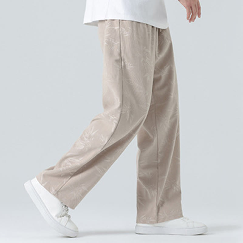 Buddha Stones竹柄 コーデュロイ メンズ ワイドレッグパンツ ポケット付き - image 5