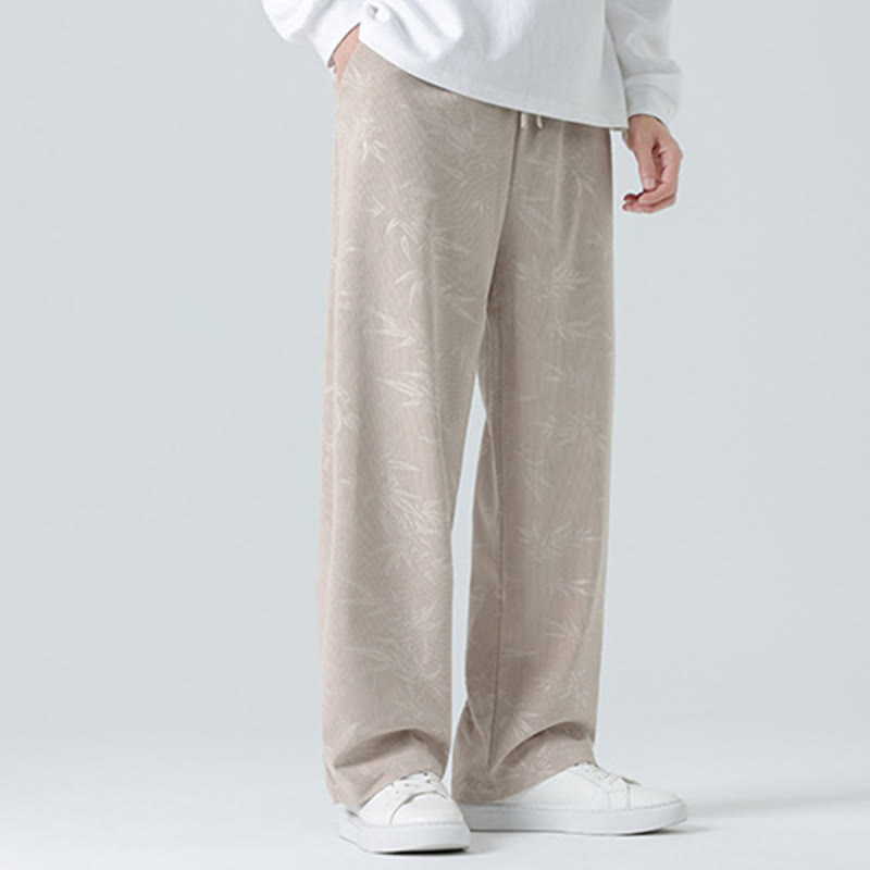 Buddha Stones竹柄 コーデュロイ メンズ ワイドレッグパンツ ポケット付き - image 6