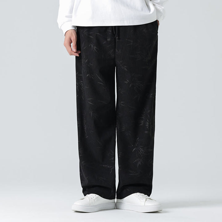 Buddha Stones竹柄 コーデュロイ メンズ ワイドレッグパンツ ポケット付き - image 9