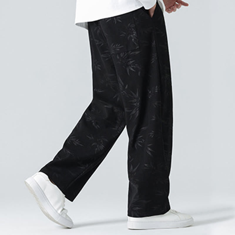 Buddha Stones竹柄 コーデュロイ メンズ ワイドレッグパンツ ポケット付き - image 13