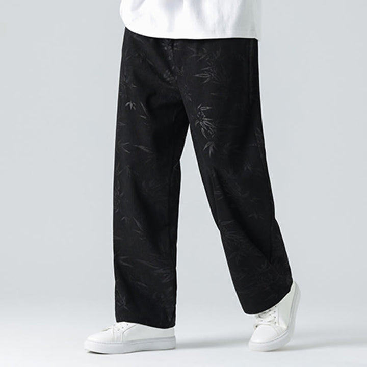 Buddha Stones竹柄 コーデュロイ メンズ ワイドレッグパンツ ポケット付き - image 14