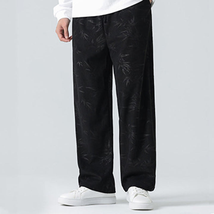 Buddha Stones竹柄 コーデュロイ メンズ ワイドレッグパンツ ポケット付き - image 10