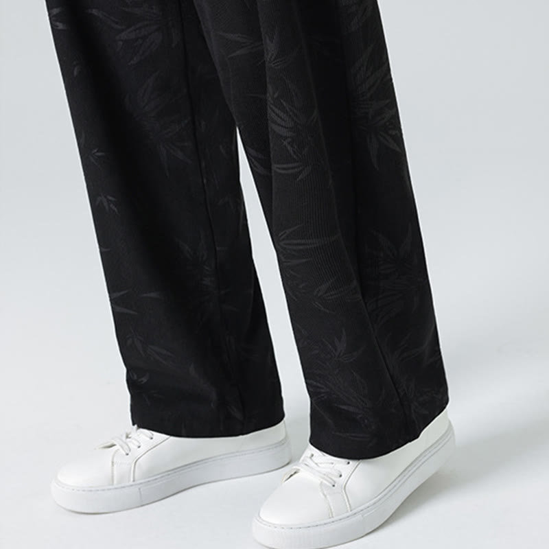 Buddha Stones竹柄 コーデュロイ メンズ ワイドレッグパンツ ポケット付き - image 19