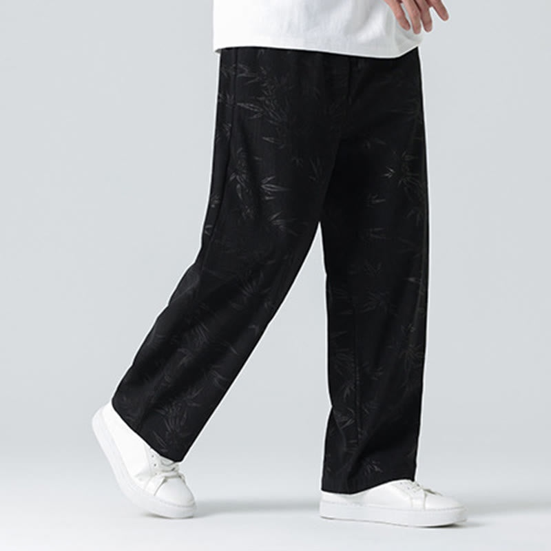 Buddha Stones竹柄 コーデュロイ メンズ ワイドレッグパンツ ポケット付き - image 11