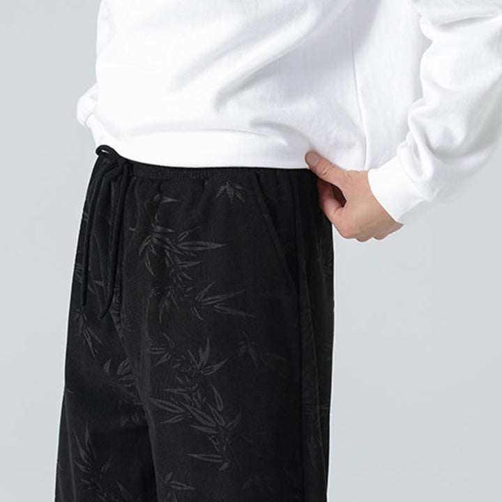 Buddha Stones竹柄 コーデュロイ メンズ ワイドレッグパンツ ポケット付き - image 18