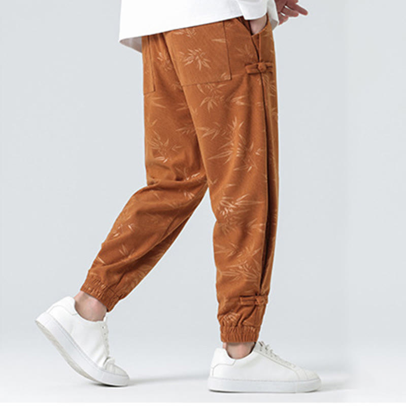 Buddha Stones秋冬 竹 メンズ フロッグボタン コーデュロイパンツ ポケット付き - image 3