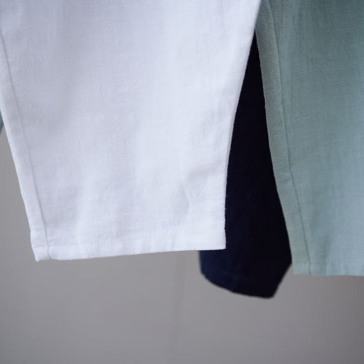 Buddha Stones無地コットンラミーリネンメンズ伸縮性ウエストハーレムパンツ（ポケット付き） - image 32