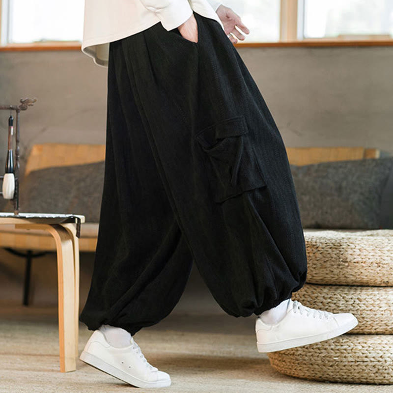 Buddha Stones秋冬 メンズ ドローストリング シェニール コーデュロイ カーゴパンツ ポケット付き - image 8