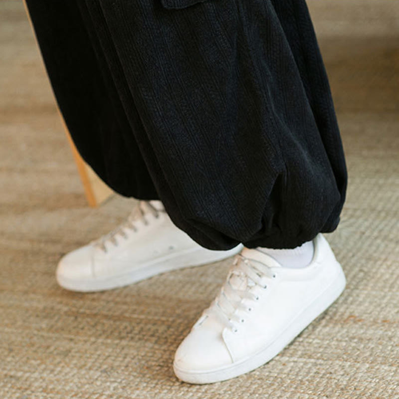 Buddha Stones秋冬 メンズ ドローストリング シェニール コーデュロイ カーゴパンツ ポケット付き - image 13