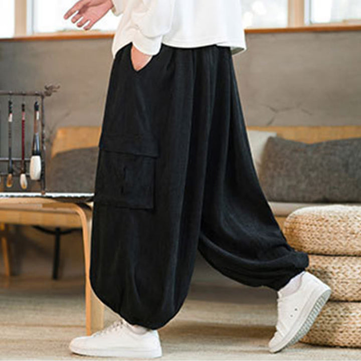 Buddha Stones秋冬 メンズ ドローストリング シェニール コーデュロイ カーゴパンツ ポケット付き - image 5