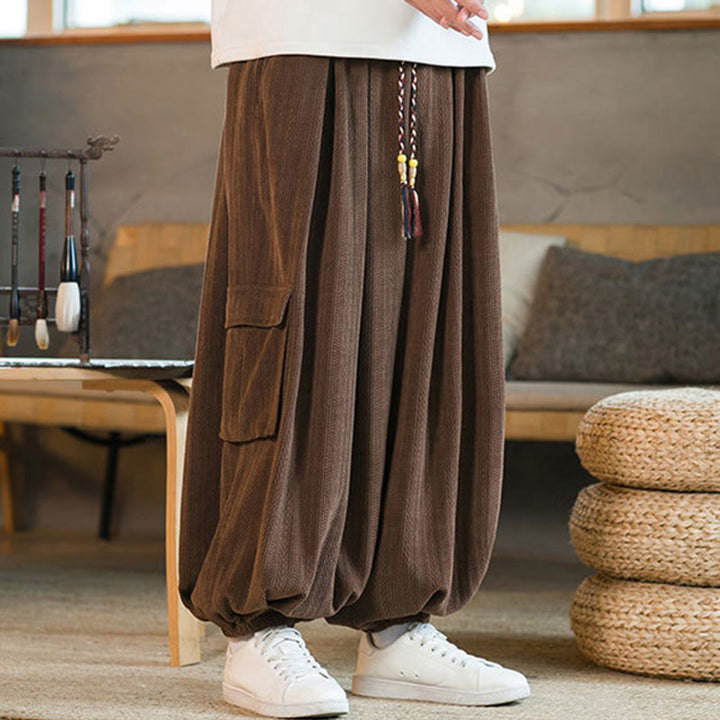 Buddha Stones秋冬 メンズ ドローストリング シェニール コーデュロイ カーゴパンツ ポケット付き - image 22