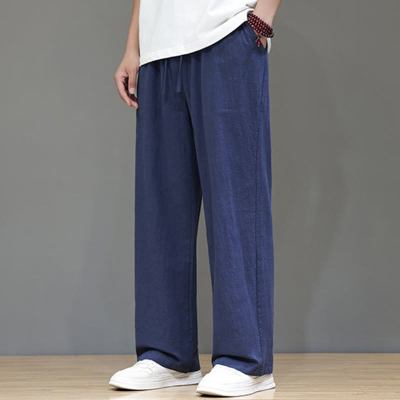 Buddha Stones夏用 メンズ コットンリネン ストレートレッグパンツ ポケット付き - image 10