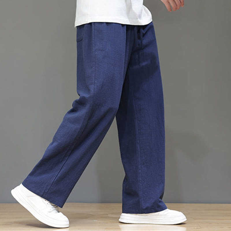 Buddha Stones夏用 メンズ コットンリネン ストレートレッグパンツ ポケット付き - image 7
