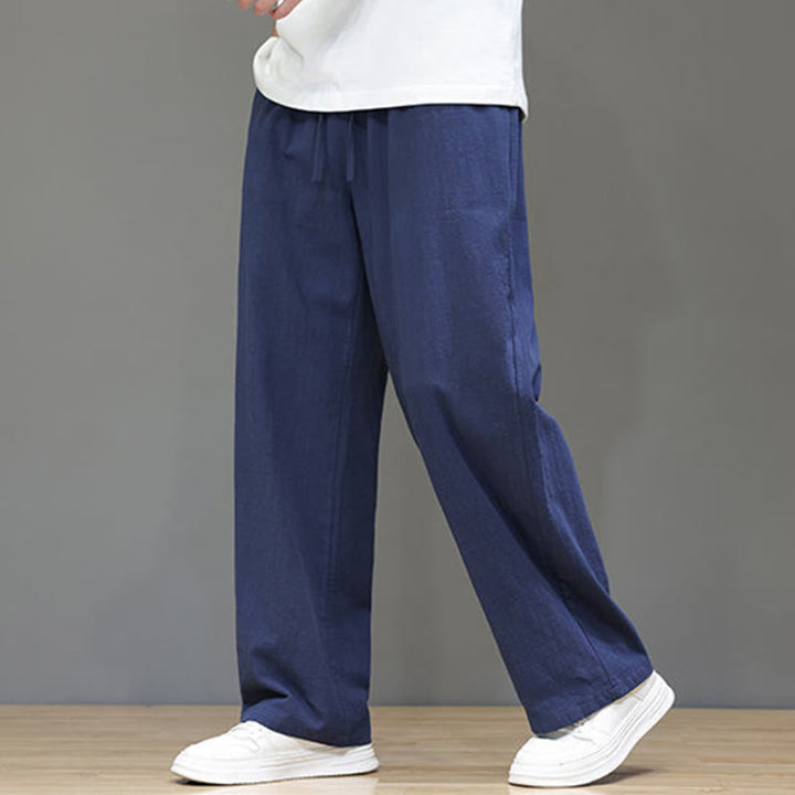 Buddha Stones夏用 メンズ コットンリネン ストレートレッグパンツ ポケット付き - image 8