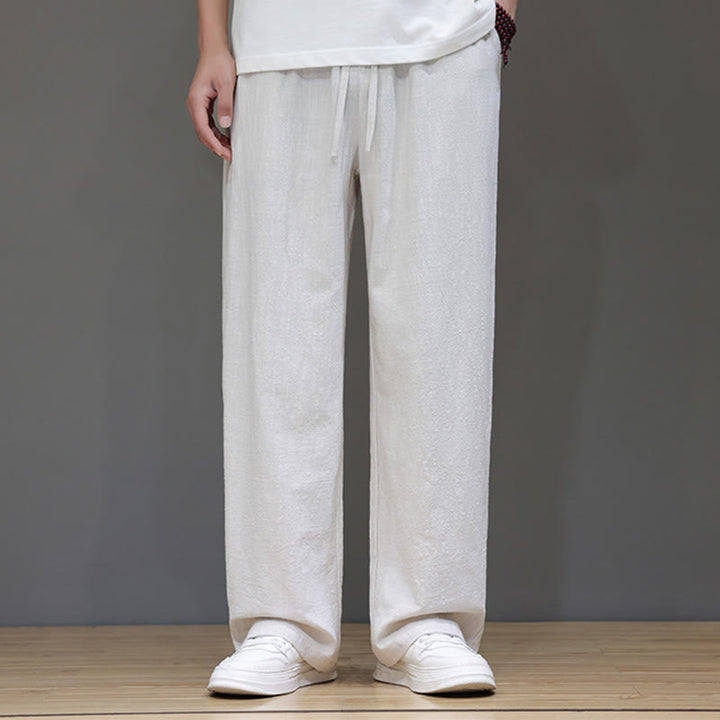 Buddha Stones夏用 メンズ コットンリネン ストレートレッグパンツ ポケット付き - image 12