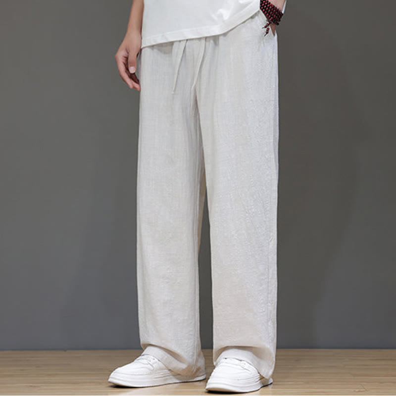 Buddha Stones夏用 メンズ コットンリネン ストレートレッグパンツ ポケット付き - image 17
