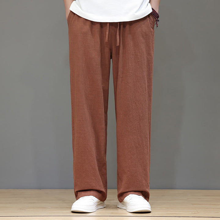Buddha Stones夏用 メンズ コットンリネン ストレートレッグパンツ ポケット付き - image 40