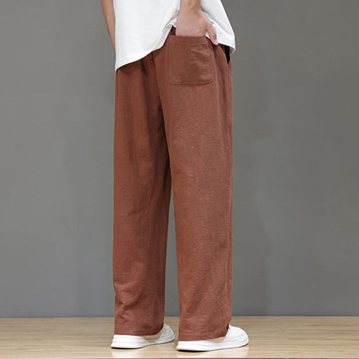 Buddha Stones夏用 メンズ コットンリネン ストレートレッグパンツ ポケット付き - image 43