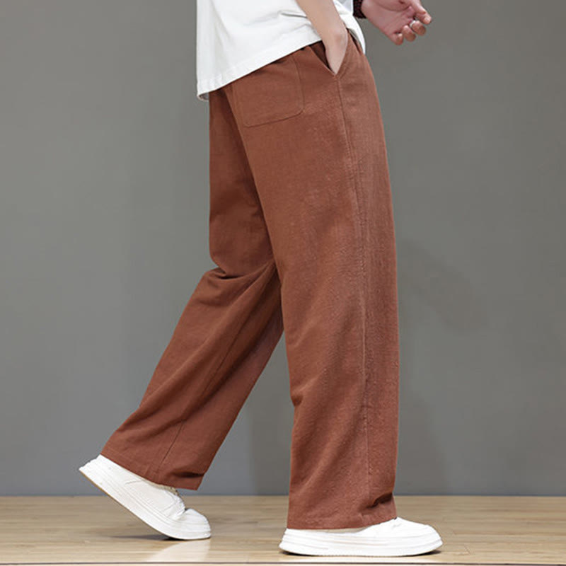 Buddha Stones夏用 メンズ コットンリネン ストレートレッグパンツ ポケット付き - image 42