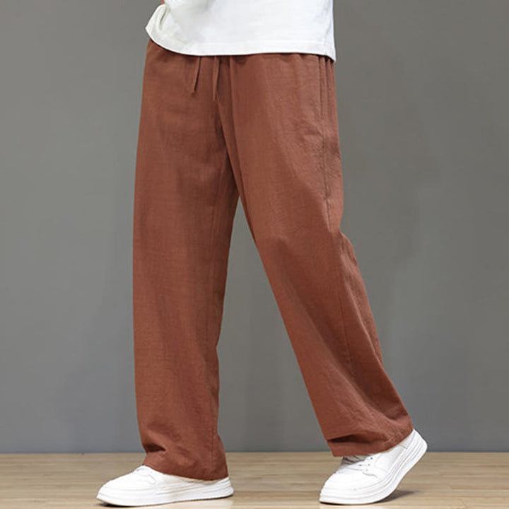 Buddha Stones夏用 メンズ コットンリネン ストレートレッグパンツ ポケット付き - サンディブラウン - US/UK/AU46、 EU56 (5XL) - image 39