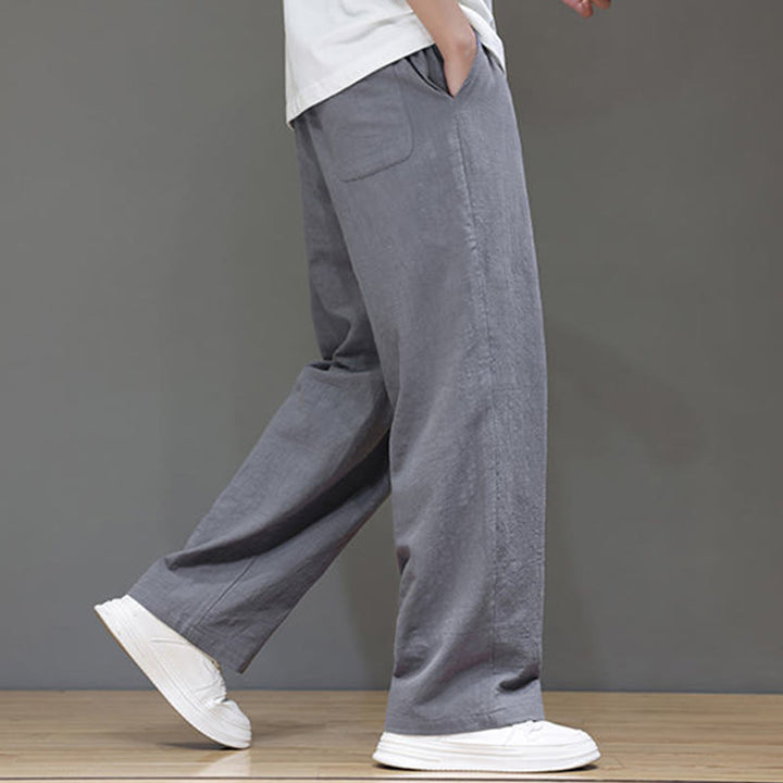 Buddha Stones夏用 メンズ コットンリネン ストレートレッグパンツ ポケット付き - image 22