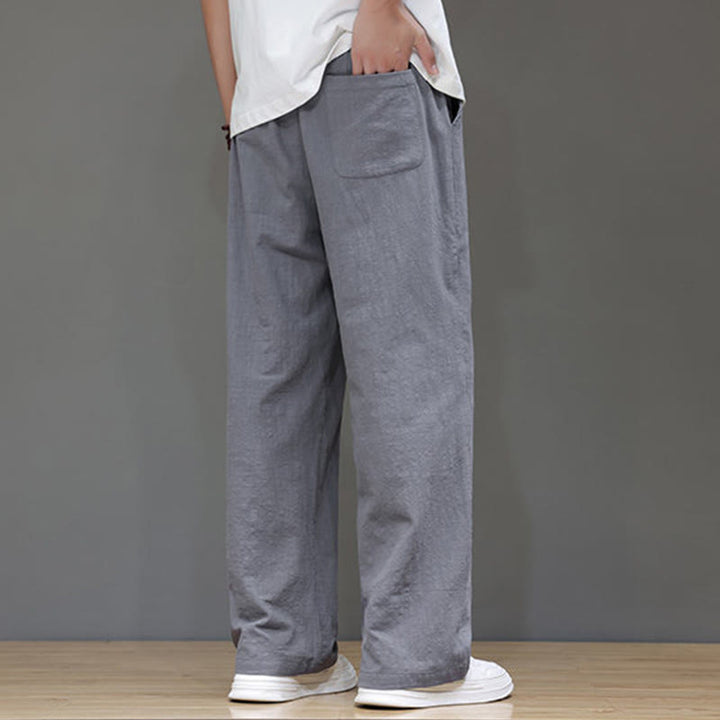 Buddha Stones夏用 メンズ コットンリネン ストレートレッグパンツ ポケット付き - image 23