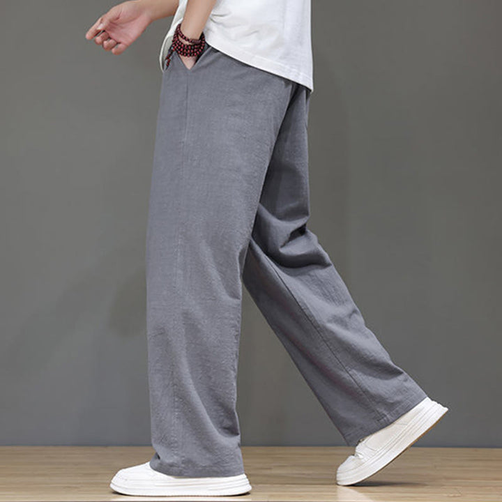 Buddha Stones夏用 メンズ コットンリネン ストレートレッグパンツ ポケット付き - image 24