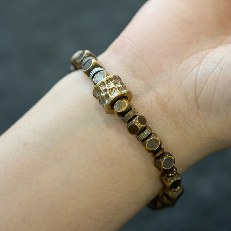 Buddha Stones、真鍮、銅、隕石模様のバランスブレスレット - image 6
