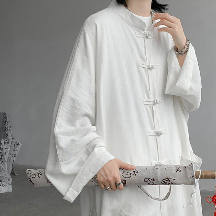 Buddha Stones 2点セット メンズ 長袖 カエルボタン シャツ パンツ 瞑想 禅 コットン ウェア セット - image 10