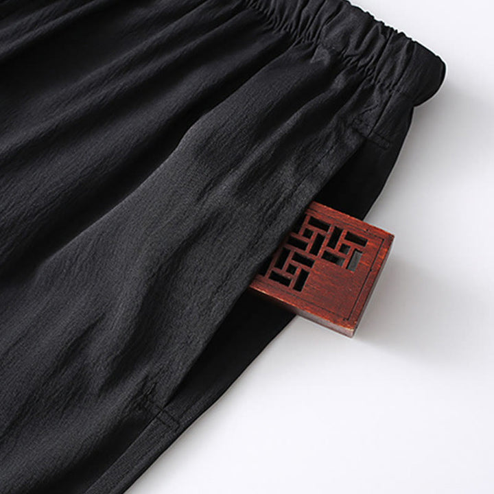 Buddha Stones 2点セット 唐装 伝統 カエルボタン メンズ 長袖 シャツ パンツ 衣装セット - image 12