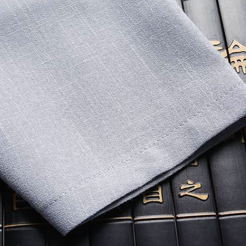 Buddha Stones 2点セット 唐装 無地 カエルボタン メンズ 長袖 シャツ パンツ セット - image 15