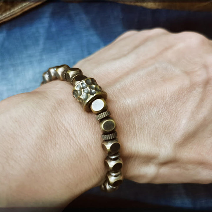 Buddha Stones、真鍮、銅、隕石模様のバランスブレスレット - image 3