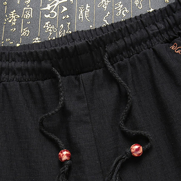 Buddha Stones 2点セット メンズ 唐装 鯉柄 カエルボタン 長袖シャツ パンツセット - image 2