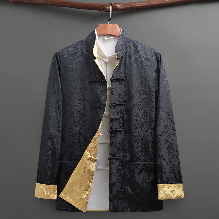 Buddha Stonesメンズ フロッグボタン タンスーツ 鯉柄 長袖ジャケット シャツ ポケット付き