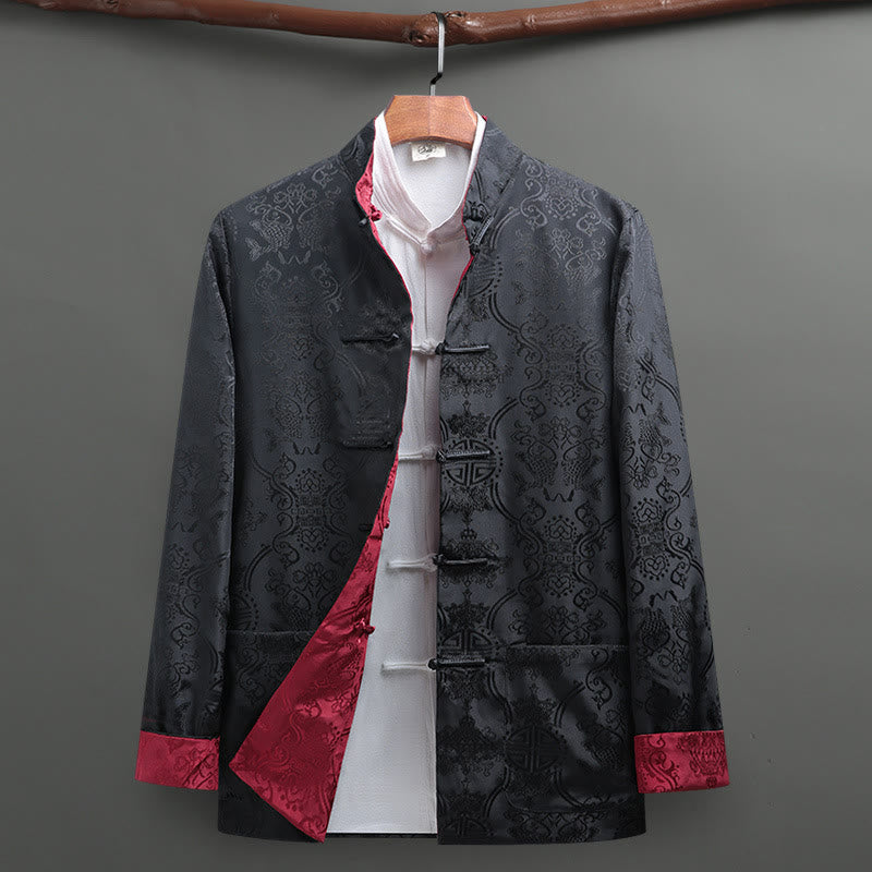 Buddha Stonesメンズ カエルボタン 唐装 鯉鯉長袖シャツ ポケット付き - ダークグレー - US/UK/AU42、 EU52 (3XL) - image 12
