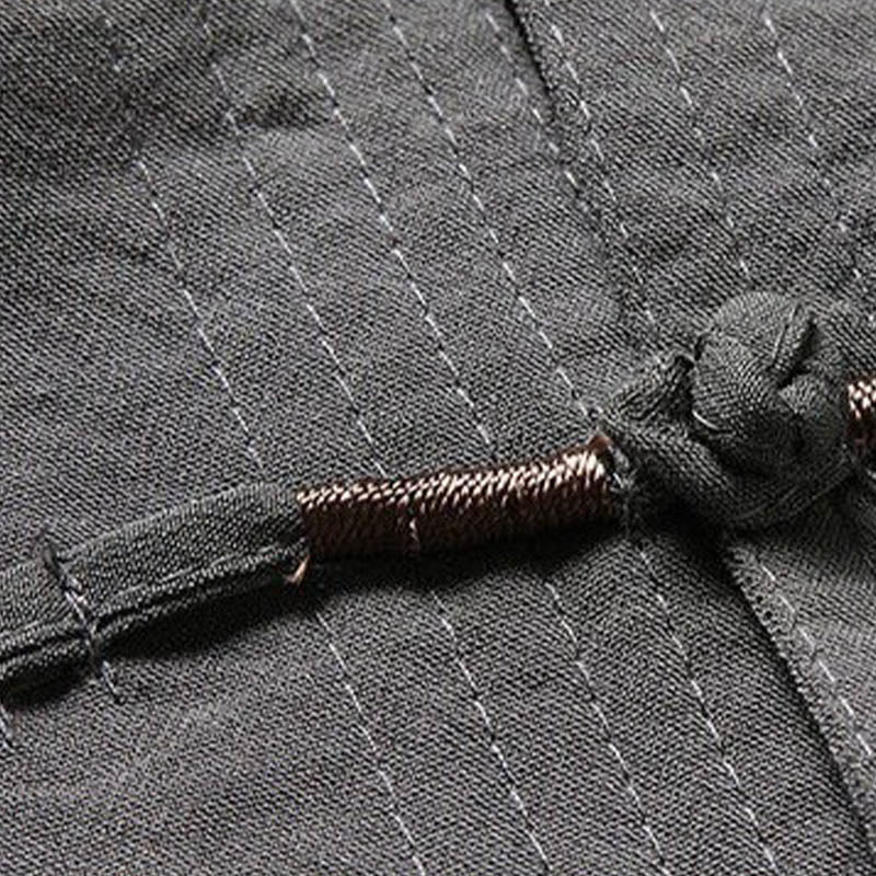 Buddha Stones 2点セット 無地 唐装 メンズ フロッグボタン 長袖 シャツ パンツ セット - image 5