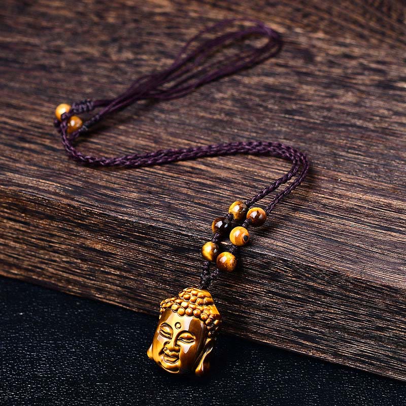 Buddha Stonesタイガーアイ ストリング 仏陀頭 勇気 ネックレス ペンダント - image 18