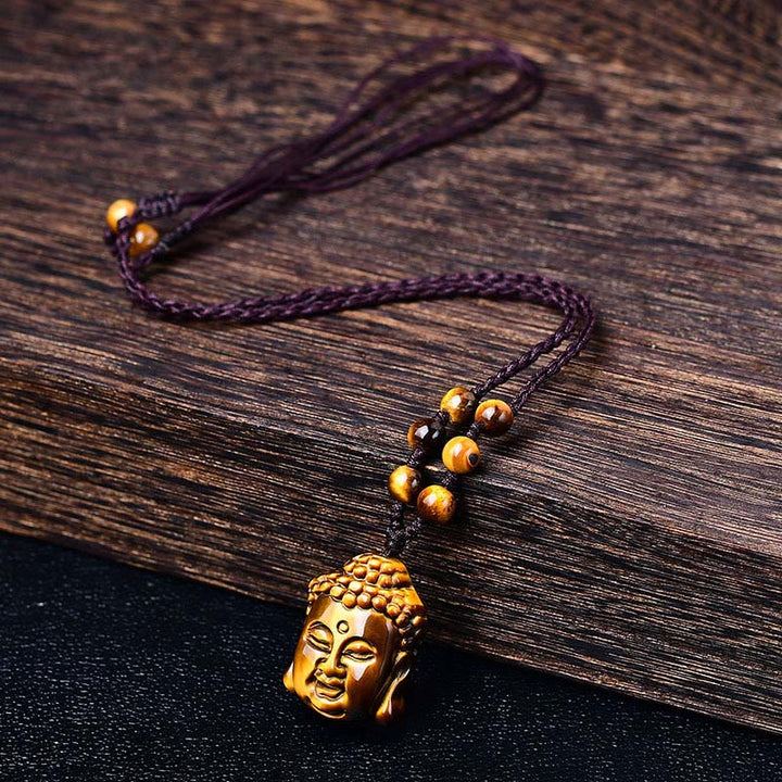Buddha Stonesタイガーアイ ストリング 仏陀頭 勇気 ネックレス ペンダント - image 18