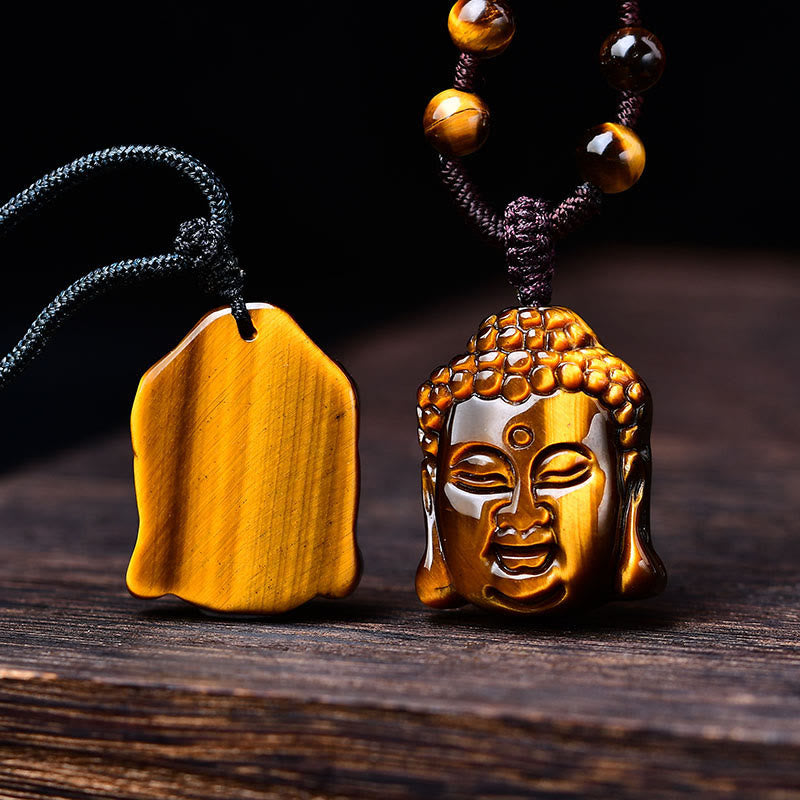 Buddha Stonesタイガーアイ ストリング 仏陀頭 勇気 ネックレス ペンダント - image 19