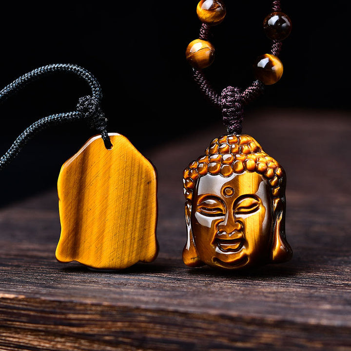 Buddha Stonesタイガーアイ ストリング 仏陀頭 勇気 ネックレス ペンダント - image 19