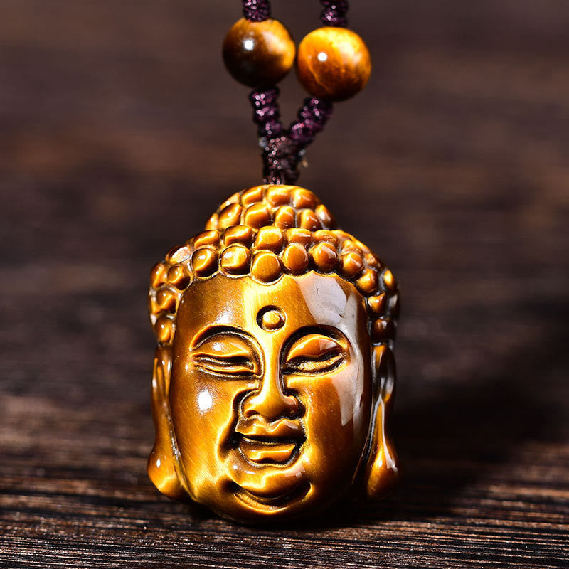 Buddha Stonesタイガーアイ ストリング 仏陀頭 勇気 ネックレス ペンダント - image 17