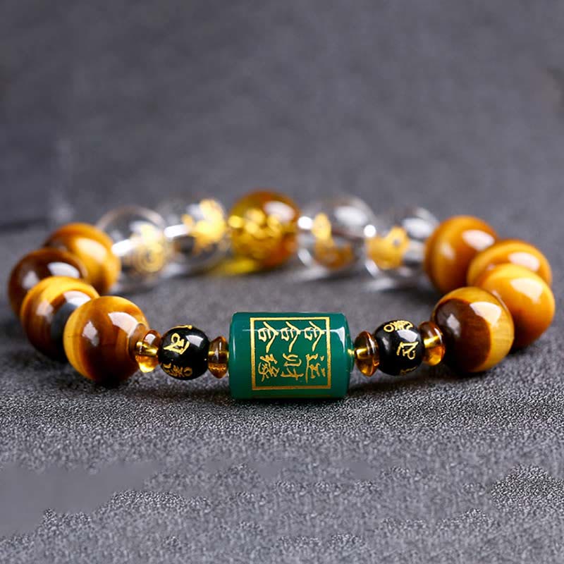 Buddha Stones十二支 タイガーアイ ホワイトクリスタル 勇気ブレスレット