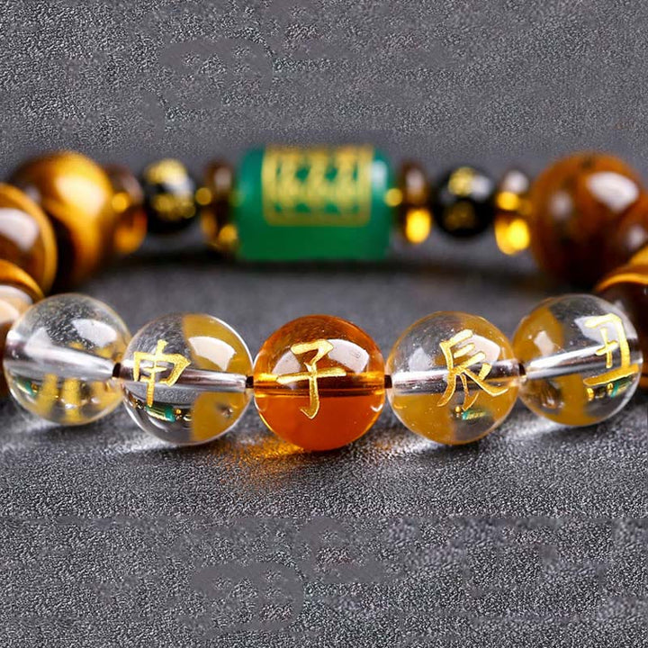 Buddha Stones十二支 タイガーアイ ホワイトクリスタル 勇気ブレスレット