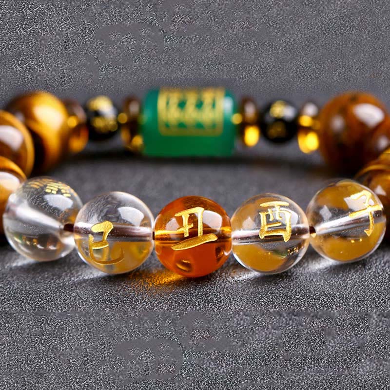 Buddha Stones十二支 タイガーアイ ホワイトクリスタル 勇気ブレスレット