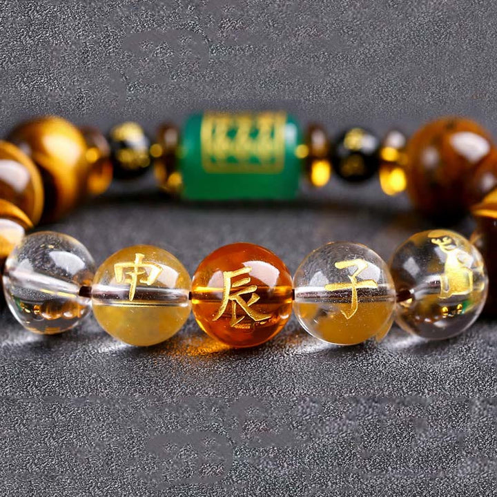Buddha Stones十二支 タイガーアイ ホワイトクリスタル 勇気ブレスレット
