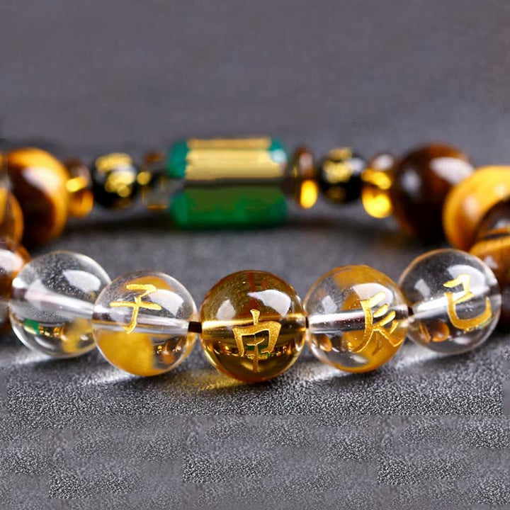 Buddha Stones十二支 タイガーアイ ホワイトクリスタル 勇気ブレスレット