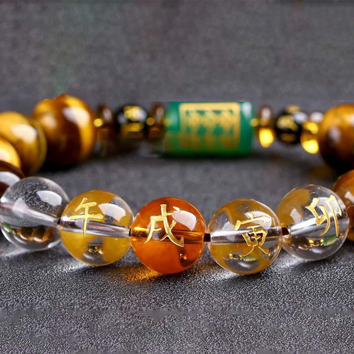 Buddha Stones十二支 タイガーアイ ホワイトクリスタル 勇気ブレスレット